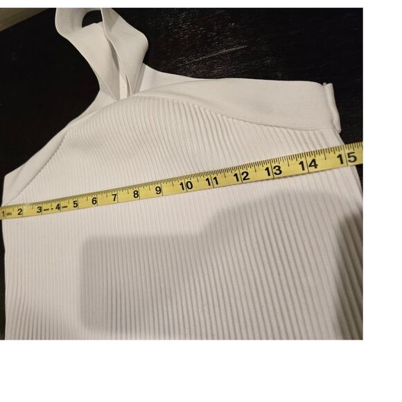 Sincerely Jules Ribbed Knit Halter Top Criss-Cross Neckline Cropped White XL - Picture 7 of 9